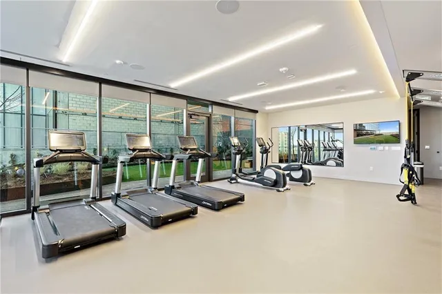 a view of a room with gym equipment