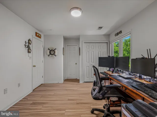 a view of a garden with an outdoor space