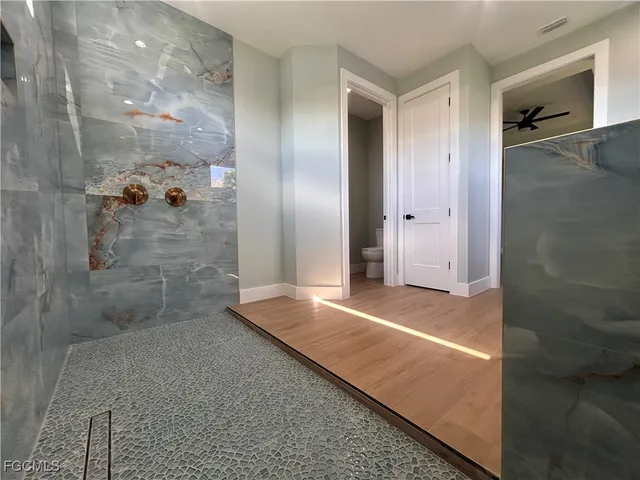 a bathroom with a shower