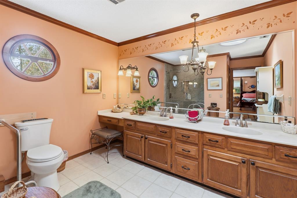 6491 Spruce Creek Road Port Orange, FL 32127 - Photo 21 of 73 a bathroom with a toilet a sink and a mirror