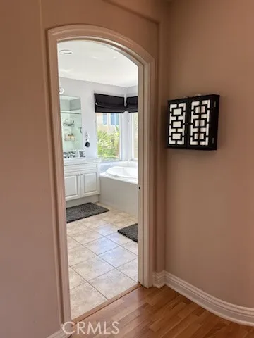 a view of kitchen with wooden floor