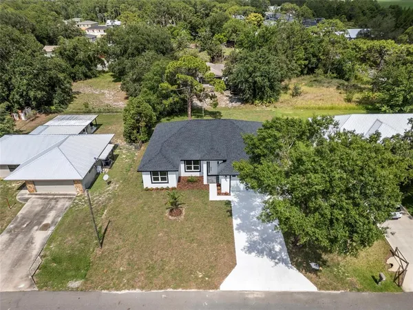 an aerial view of a house