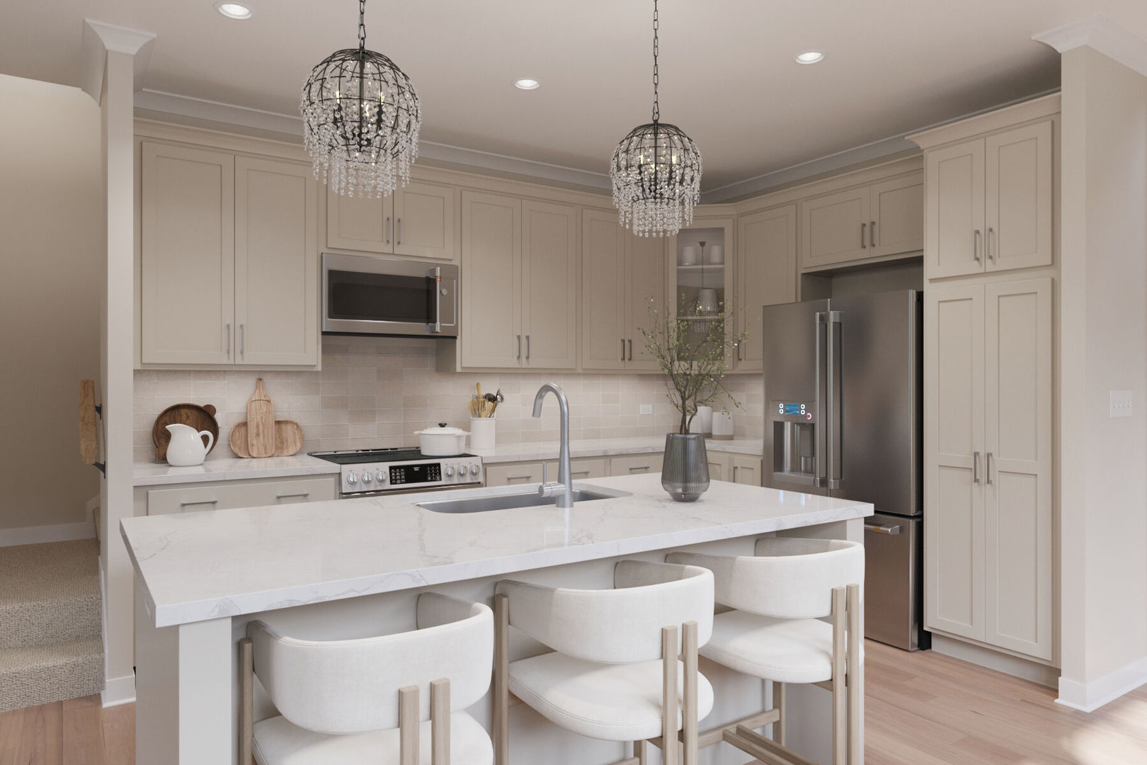 2038 Iron Ridge Lane Naperville, IL 60563 - Photo 5 of 10 a kitchen with stainless steel appliances a table chairs refrigerator and cabinets