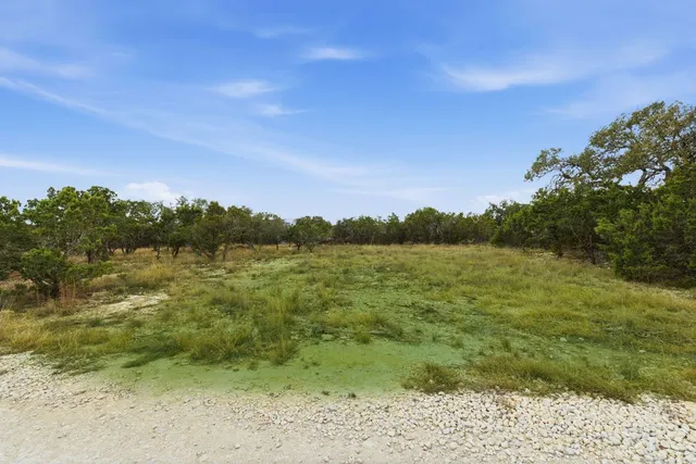a view of a lake with a yard