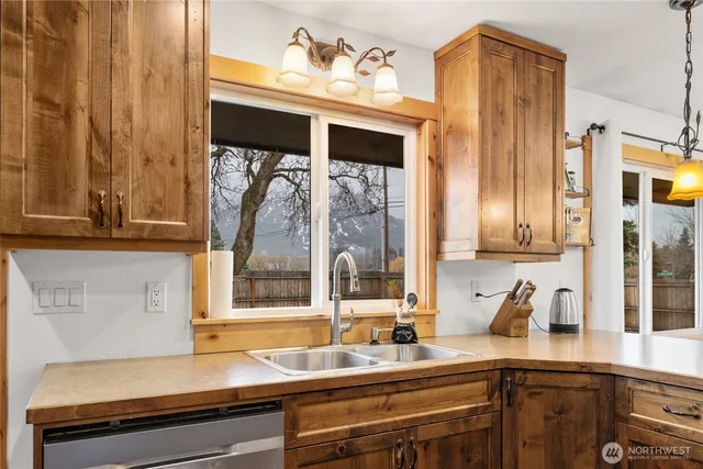 a view of a room with a table and chair