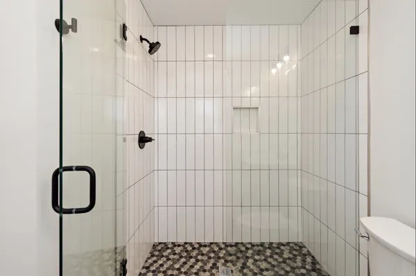 a bathroom with a shower