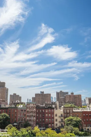 a city view with tall buildings