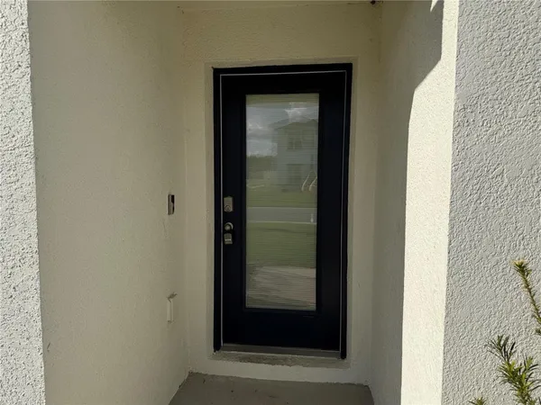 a view of a wooden door