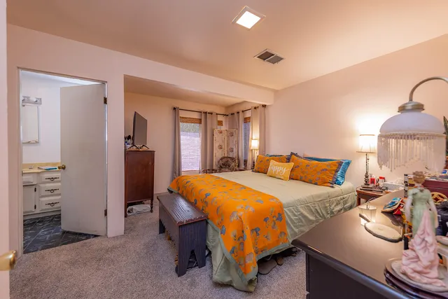 a bed room with a bed and a closet