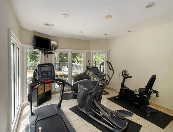 a view of a room with gym equipment