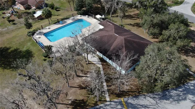 an aerial view of a house