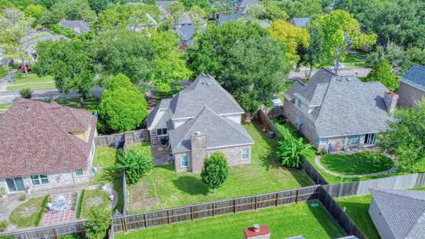 an aerial view of a house