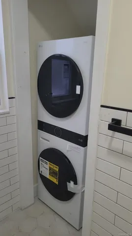 a utility room with a washer and dryer