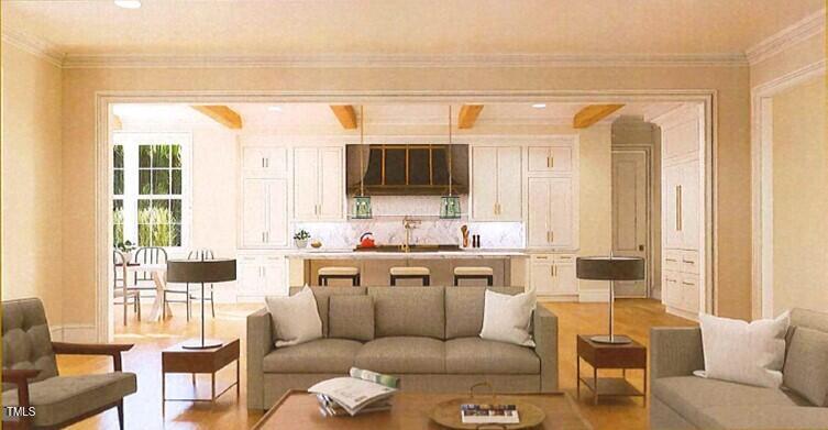 1521 Canterbury Road Raleigh, NC 27608 - Photo 3 of 7 a living room with furniture and a flat screen tv