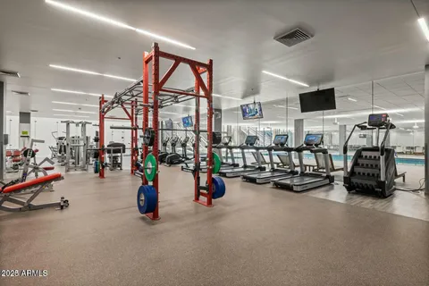 a view of a indoor basketball court