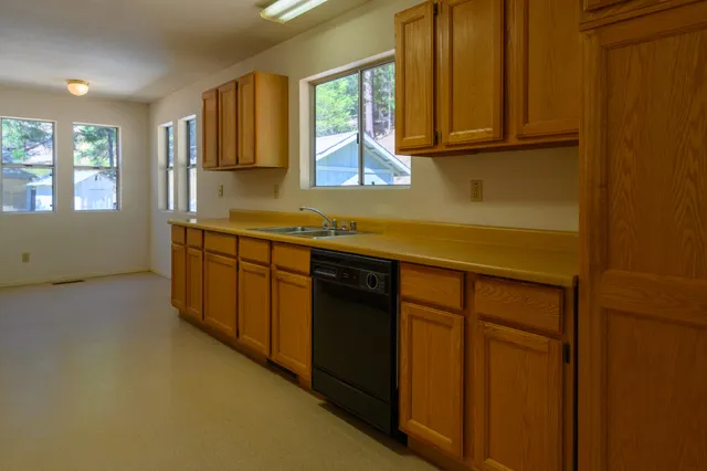 an empty room with windows