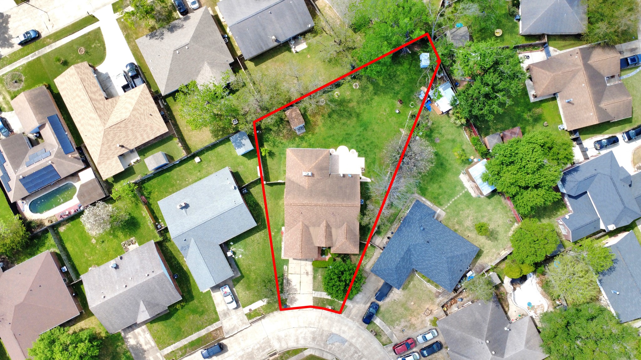 1359 Littleport Lane Channelview, TX 77530 - Photo 29 of 32 an aerial view of a house with a yard and outdoor seating