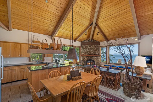 an outdoor space with seating