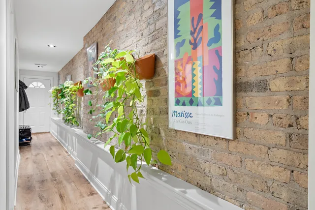a hallway with beautiful flowers