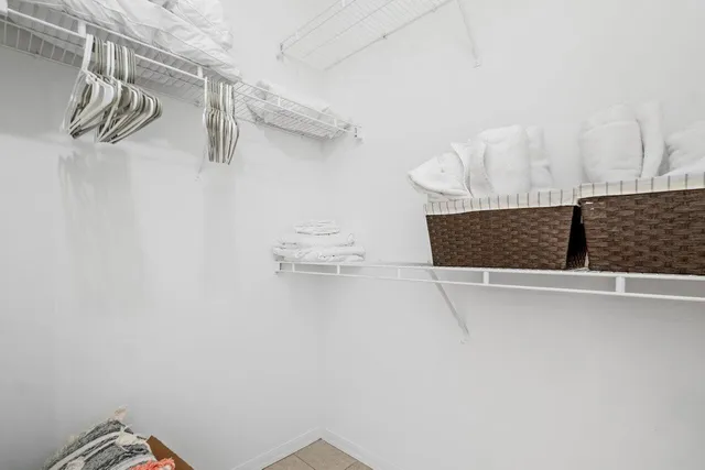 a view of small space with racks on the wall