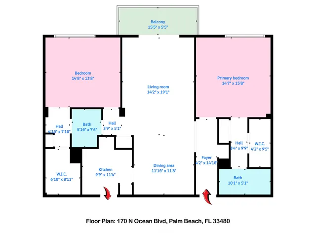 $14,900 | 170 North Ocean Boulevard, Unit 508, Palm Beach, FL 33480