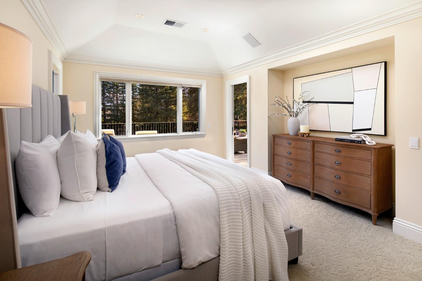 89 Almendral Avenue Atherton, CA 94027 - Photo 14 of 26 a bedroom with a large bed and windows