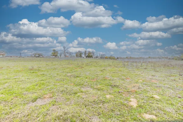 a view of a field with an ocean view