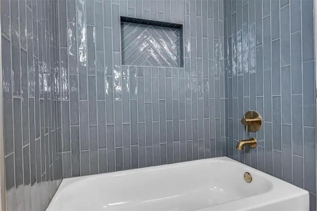 a bathroom with a bathtub