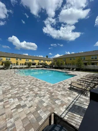 a view of a lake with a outdoor space