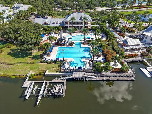 a view of a lake with a house
