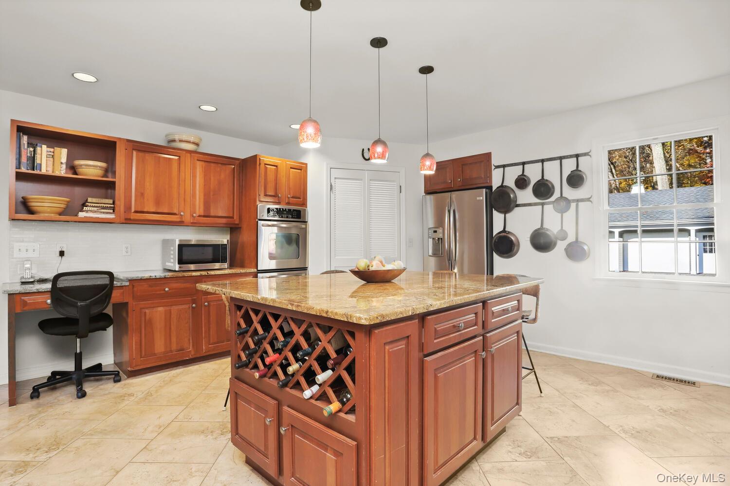 517 Old Chappaqua Road Briarcliff Manor, NY 10510 - Photo 9 of 32 Kitchen has updated built in desk & wine rack