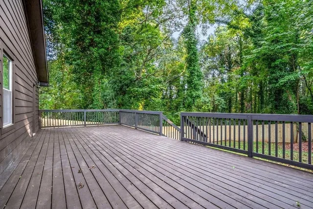 a view of a wooden deck