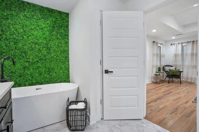 a view of an outdoor space and a kitchen