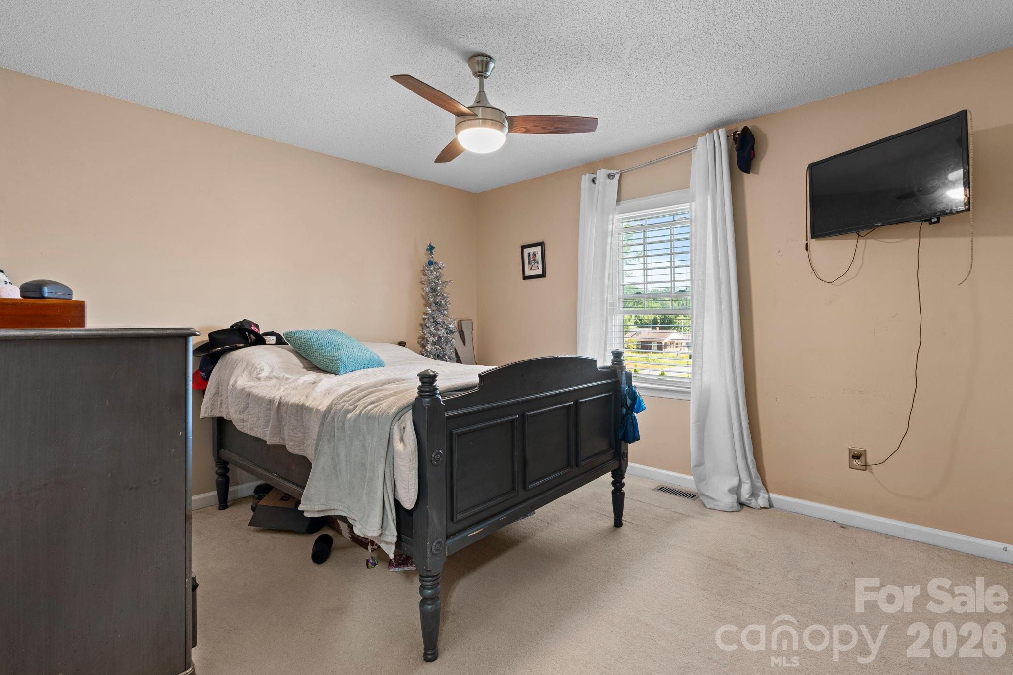 5750 Ellenwood Road Granite Falls, NC 28630 - Photo 19 of 38 a bedroom with a bed and a flat screen tv