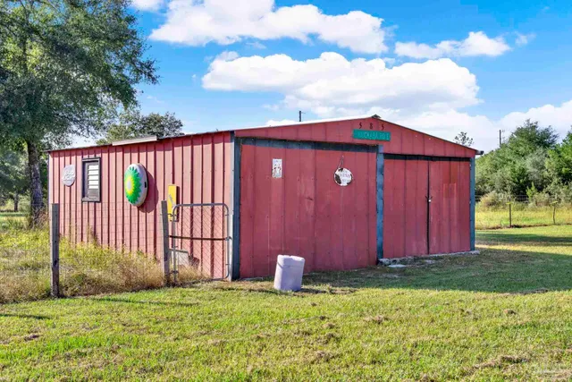 a view of a wooden door