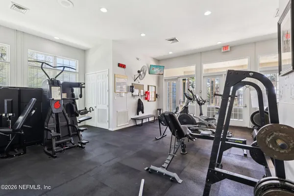 a view of a room with gym equipment