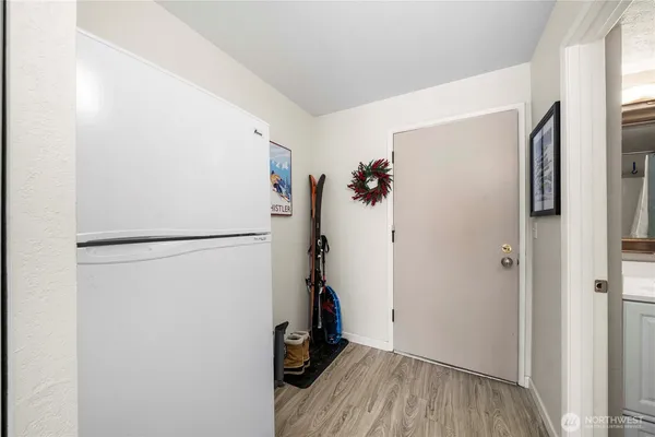 a view of a storage & utility room with washer and dryer