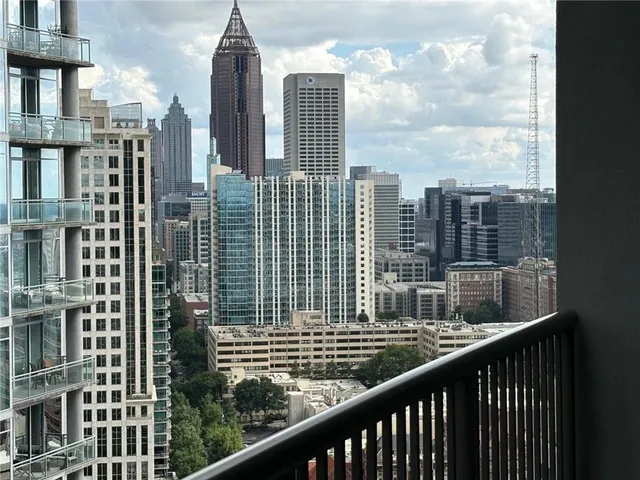 a view of city from a balcony