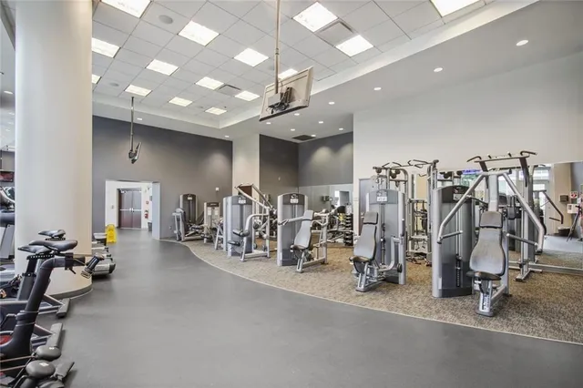 a view of a room with gym equipment