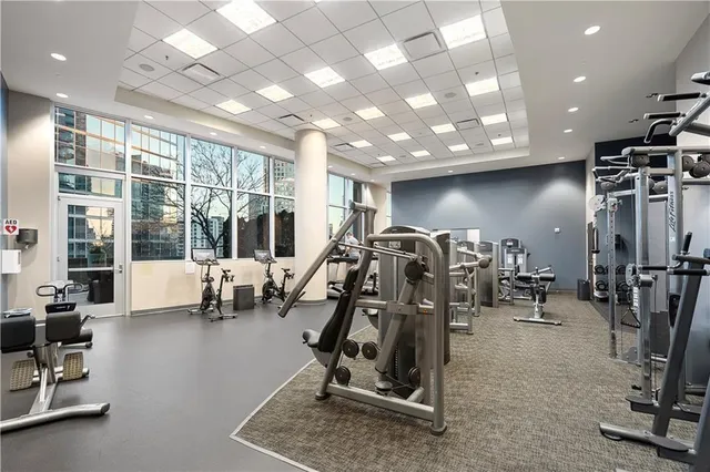 a view of a room with gym equipment