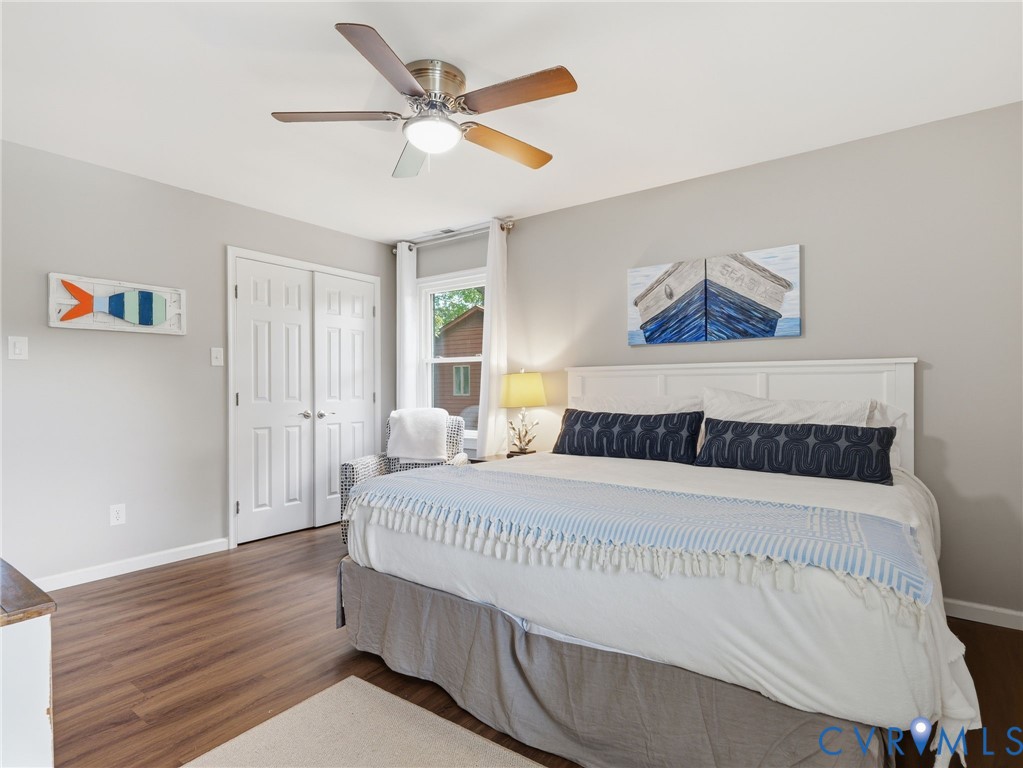 597 Harbor Drive Reedville, VA 22539 - Photo 19 of 34 Bedroom featuring wood-finish flooring, a ceiling