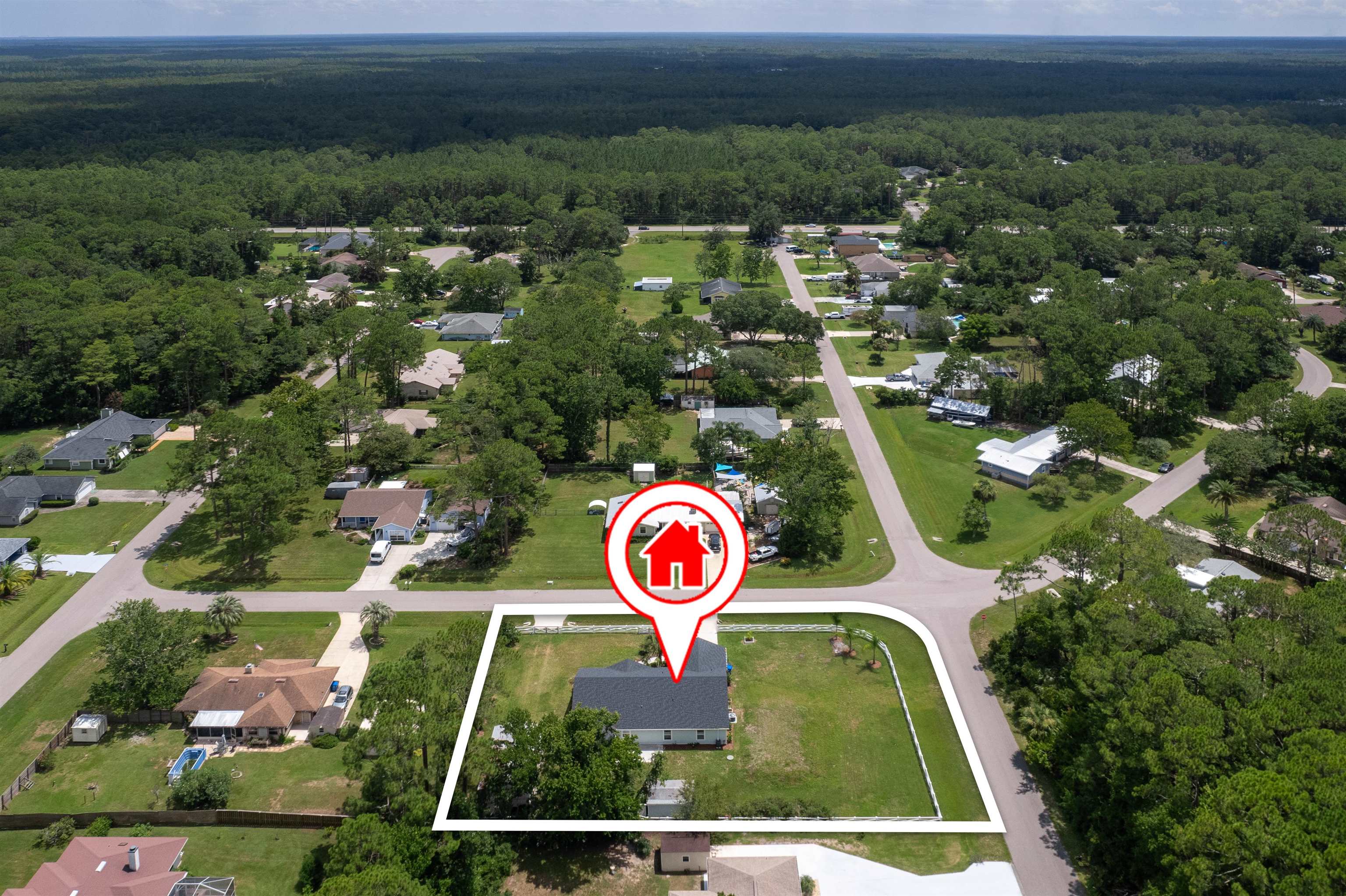 6779 Magnolia Lane St. Augustine, FL 32086 - Photo 3 of 61 Aerial view of property and surrounding area with nearby suburban area and property parcel outlined