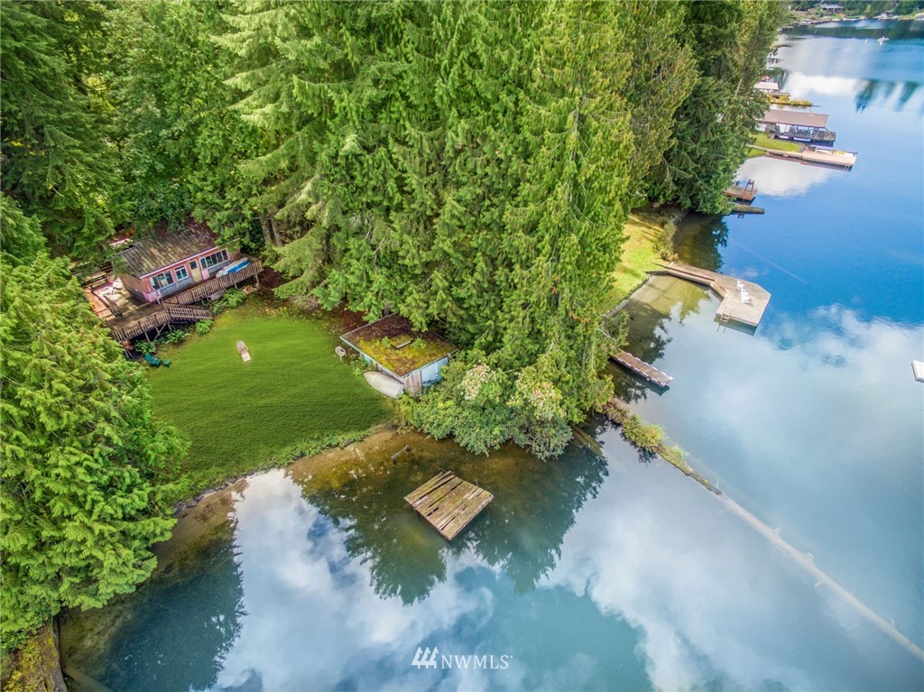 2430 South Lake Roesiger Road Snohomish, WA 98290 - Photo 4 of 12 an aerial view of a house with a yard basket ball court and outdoor seating
