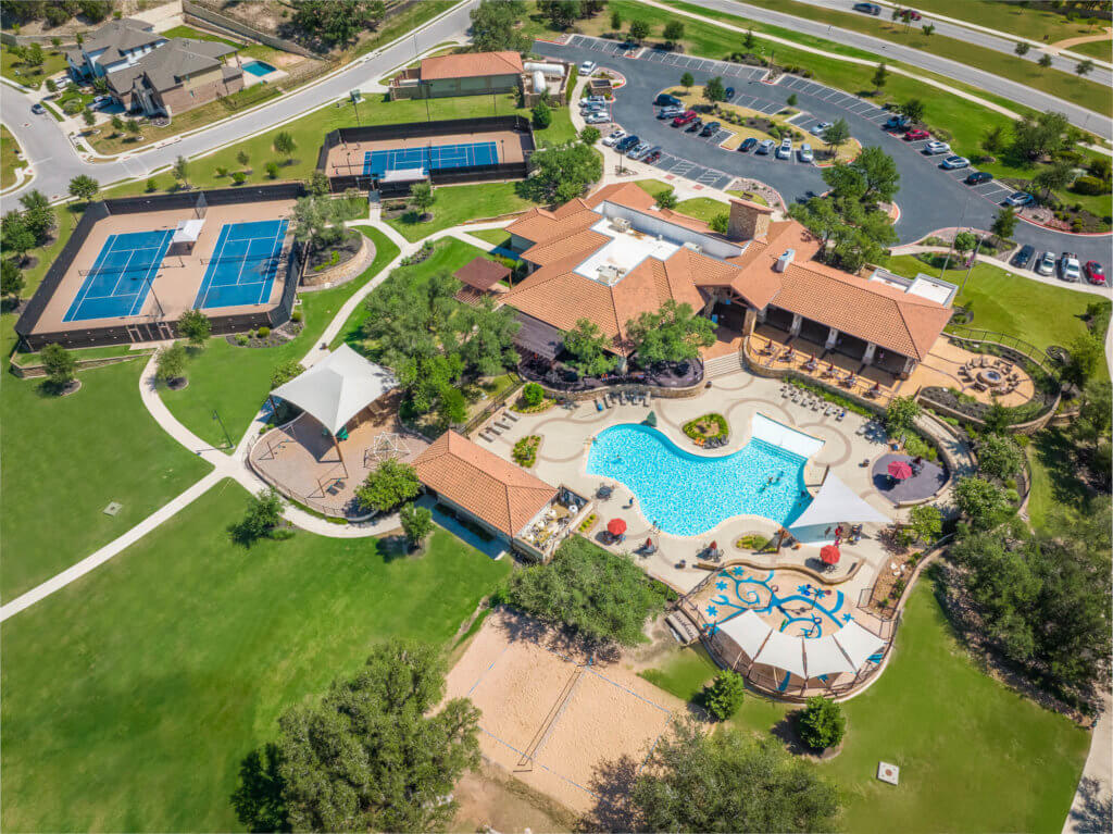 1045 Villa Rialto View Leander, TX 78641 - Photo 40 of 40 Aerial overview of property's location with a pool area