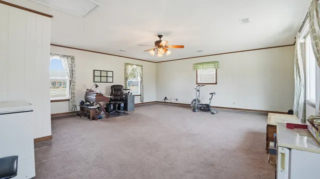 a view of a yard with an outdoor space