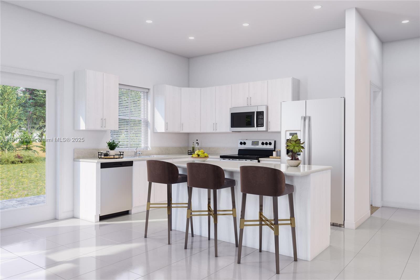 19570 Southwest 339th Street Homestead, FL 33034 - Photo 9 of 11 a kitchen with stainless steel appliances a stove top oven a refrigerator a sink and a cabinets