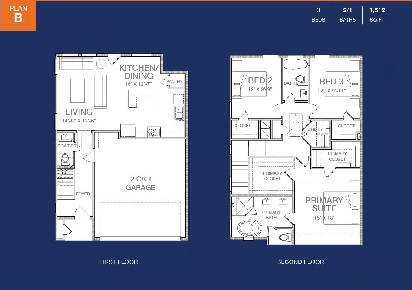 6705 Zaken Road Houston, TX 77091 - Photo 7 of 7 Floor Plan B - 2 Stories | 3 Bedrooms | 2.5 baths
