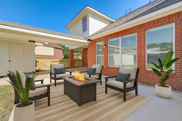 a outdoor living space with furniture