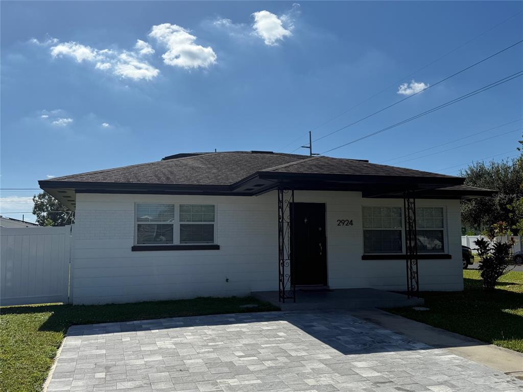 a view of a house with a garage