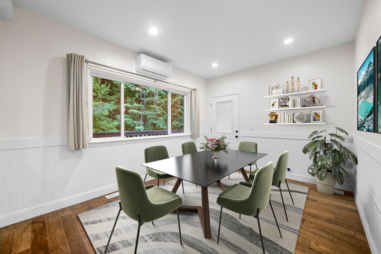 975 Logan Creek Road Boulder Creek, CA 95006 - Photo 25 of 41 a view of a dining room with furniture and wooden floor